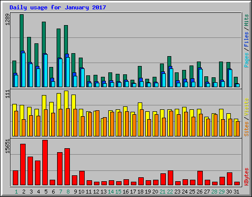 Daily usage for January 2017